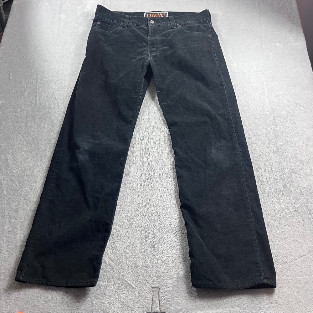 Levis 549 Low Loose Black Corduroy Pants Mens 36x32 Relaxed Fit Straight Leg